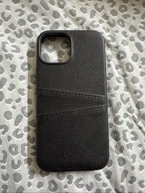 iPhone 13 mini Black faux Leather Phone Case with Card Slot